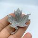 1.20ct Round Cut Real Moissanite Leaf Brooch Pin 14k White Gold Silver Plated