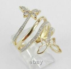 1.50Ct Real Moissanite Crossover Butterfly Band 14k Yellow Gold Silver Plated
