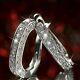 1.50ct Round Real Moissanite Huggie Hoop Earrings 14k White Gold Silver Plated