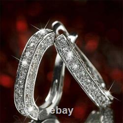 1.50Ct Round Real Moissanite Huggie Hoop Earrings 14K White Gold Silver Plated