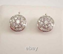 14k White Gold Silver Plated 2Ct Real Moissanite Cluster Stud Earrings Wedding