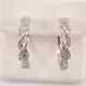 14k White Gold Silver Plated 2ct Round Cut Real Moissanite Unique Hoop Earrings