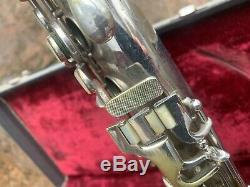 1928 C G Conn Chu Berry Tenor Saxophone Silver F# File Key with Selmer mpc Nice