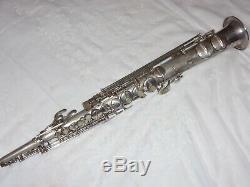 1928 Conn New Wonder Chu Bb Soprano Sax/Saxophone, Silver, Plays Great