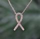 1ct Round Cut Real Moissanite Cancer Ribbon Pendant 14k Rose Gold Silver Plated