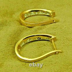1Ct Round Cut Real Moissanite Haggis Hoop Earrings 14K Yellow Gold Plated Silver