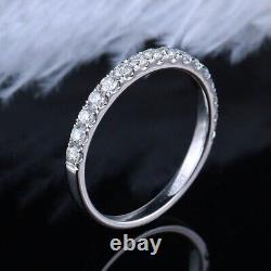 1Ct Round Real Moissanite Eternity Band Wedding Ring 14KWhite Gold Silver Plated