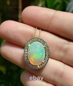 2.00Ct Oval Cut Natural Fire Opal Gorgeous Pendant 14K Yellow Gold Plated Silver