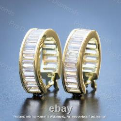 2.20Ct Baguette Simulated Diamond Huggie Hoop Earrings 14K Yellow Gold Finish