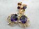 2.20ct Oval Lab Created Amethyst Dangle Earrings 14k Yellow Gold Silver Plated