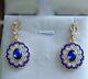 2.20ct Oval Natural Tanzanite Drop/dangle Earrings 14k Yellow Gold Silver Plated