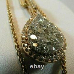 2.20Ct Round Cut Real Moissanite Cluster Pendent 14K Yellow Gold Silver Plated