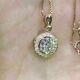 2.20ct Round Real Moissanite Halo Women's Pendant 14k Yellow Gold Silver Plated