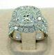 2.50ct Cushion Real Moissanite Halo Engagement Ring 14k White Gold Silver Plated