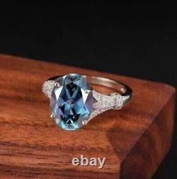2.50Ct Oval Cut Natural Alexandrite Engagement Ring 14K White Gold Plated Silver