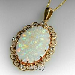 2.50Ct Oval Natural Fire Opal Solitaire Pendant 14K Yellow Gold Silver Plated