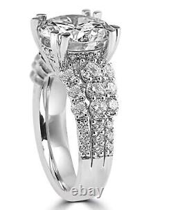2.50Ct Round Cut Real Moissanite Solitaire Ring 14K White Gold Silver Plated