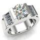 2.50ct Round Real Moissanite Solitaire Men's Ring 14k White Gold Silver Plated