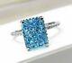 2.60ct Radiant Natural Blue Topaz Engagement Ring 14k White Gold Silver Plated