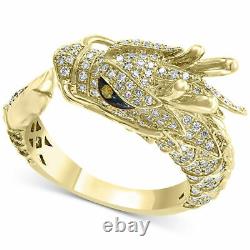 2Ct Pave Cut VVS1 Diamond Professionally Design Dragon Ring 14k Yellow Gold Over