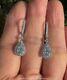 2ct Round Cut Real Moissanite Drop Dangle Earrings 14k White Gold Silver Plated