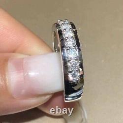 2Ct Round Cut Real Moissanite Engagement Band Ring 14K White Gold Silver Plated
