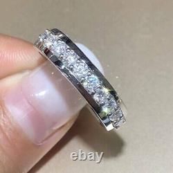 2Ct Round Cut Real Moissanite Engagement Band Ring 14K White Gold Silver Plated