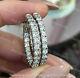 2ct Round Cut Real Moissanite Huggie Hoop Earrings 14k White Gold Silver Plated