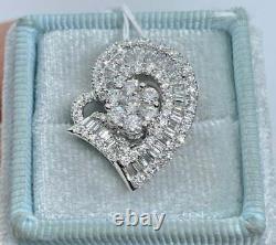 2Ct Round Real Moissanite Beautiful Heart Pendant 14K White Gold Silver Plated