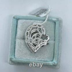 2Ct Round Real Moissanite Beautiful Heart Pendant 14K White Gold Silver Plated