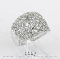 2Ct Round Real Moissanite Cluster Engagement Band 14K White Gold Plated Silver