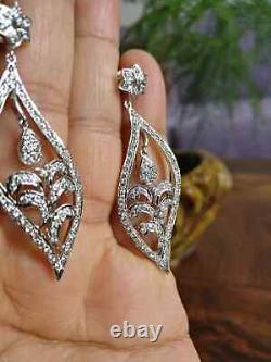 2Ct Round Real Moissanite Fancy Drop Dangle Earring 14k White Gold Silver Plated