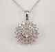 2ct Round Real Moissanite Flower Engagement Pendant 14k White Gold Silver Plated
