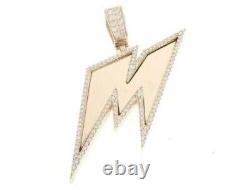 2Ct Round Real Moissanite Men's Initial M Pendant 14K Yellow Gold Silver Plated