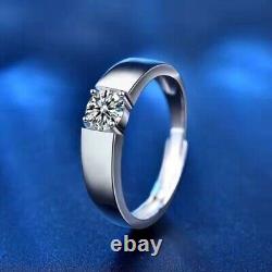 2Ct Round Real Moissanite Solitaire Engagement Ring 14k White Gold Silver Plated