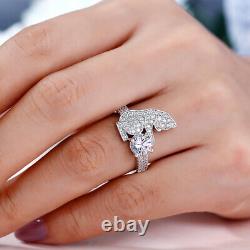 2Ct Round Real Moissanite Women's Engagement Ring 14K White Gold Silver Plated
