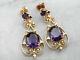 3.50ct Oval Cut Natural Amethyst Dangle Earrings 14k Yellow Gold Silver Plated
