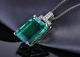 3ct Emerald Natural Green Emerald Solitaire Pendant 14k White Gold Silver Plated