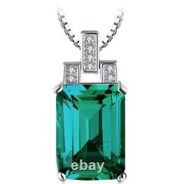 3Ct Emerald Natural Green Emerald Solitaire Pendant 14K White Gold Silver Plated