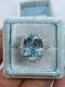 3ct Oval Lab Created Aquamarine Halo Wedding Ring 14k White Gold Silver Plated