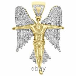 3Ct Round Cut Real Moissanite Jesus Men's Pendant 14K Yellow Gold Silver Plated