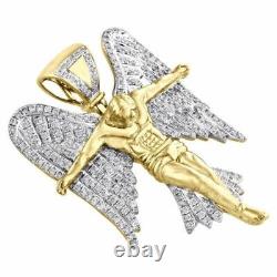 3Ct Round Cut Real Moissanite Jesus Men's Pendant 14K Yellow Gold Silver Plated