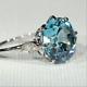 3ct Round Natural Aquamarine Solitaire Wedding Ring 14k White Gold Silver Plated