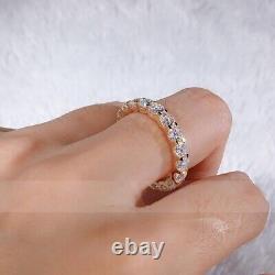 3Ct Round Real Moissanite Eternity Engagement Ring 14K Yellow Gold Silver Plated