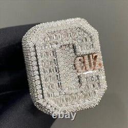 4Ct Baguette Real Moissanite Men's Cluster Ring 14K Two Tone Gold Silver Plated