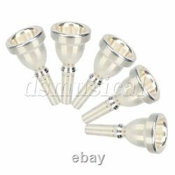 5PCS Professional Silver Plated Large Tuba Horn Mouthpiece Musical Instrument