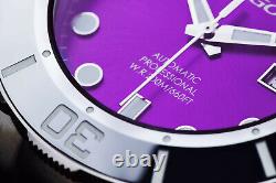 ARAGON Tungsten Bezel Swiss Automatic Watch Sapphire Crystal 43mm Purple Dial