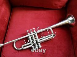 Bach Stradivarius Professional C Trumpet Silver Model 229 With Protector Case Used