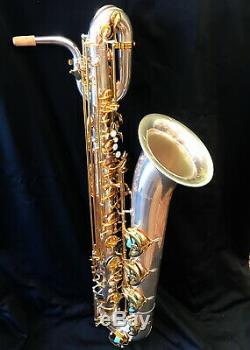 Baritone Saxophone Extensive Engraving on Bell Silver/Gold Instock-USA shipping