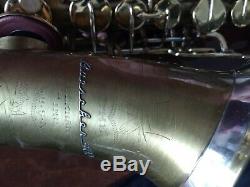 Buescher 400 Top Hat & Cane alto saxophone silver raised logo and bell ring